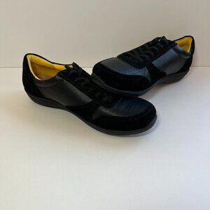 Vionic Womens Karigan Black Leather and Suede Sneaker, SZ 10